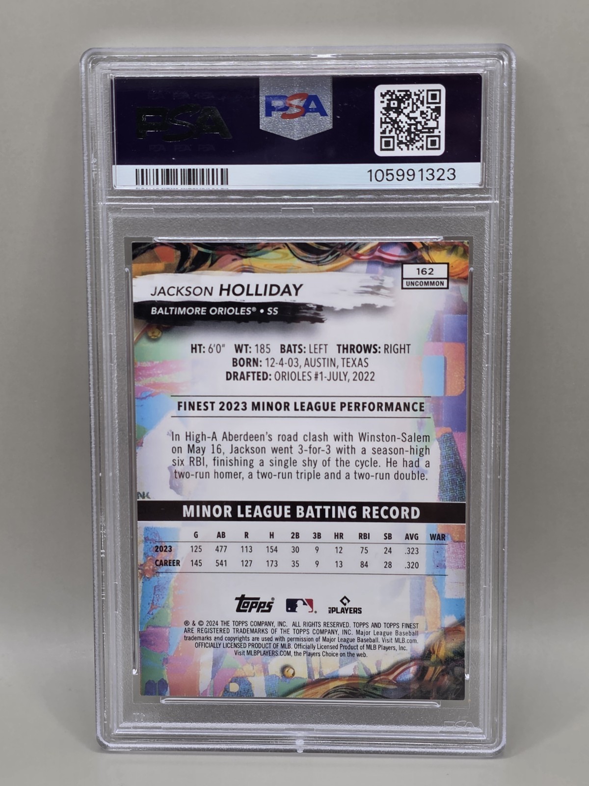 Jackson Holliday /20 Orange Refractor RC 🟠 PSA 10 🟠2024 Topps Finest Orioles view 2