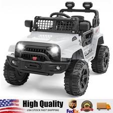 Kids Truck Electric Ride-on Truck Toy White for Toddlers with Remote Control 12V