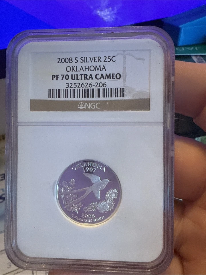 2008 S Statehood Quarter-Oklahoma- 90% SILVER ✼PROOF✼ - Image 2 of 3