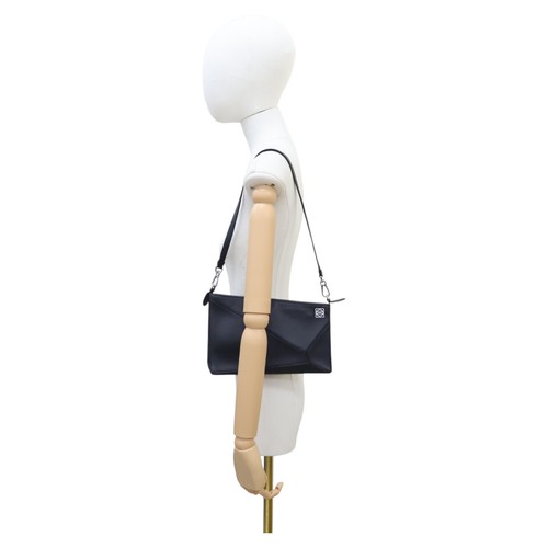 LOEWE Puzzle Pouch Mini Shoulder Bag Calfskin Black 322.89.M87 - Picture 10 of 14