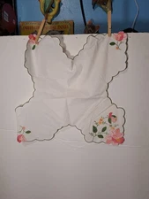 Vintage Linin Floral Bread Basket Liner 16" x 15"