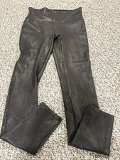 Spanx Women's Size Medium Faux Leather Leggings Black Skinny Shiny City