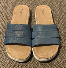 Koolaburra Womens by UGG Blue Metallic Slide Sandals 50 Sz 9M