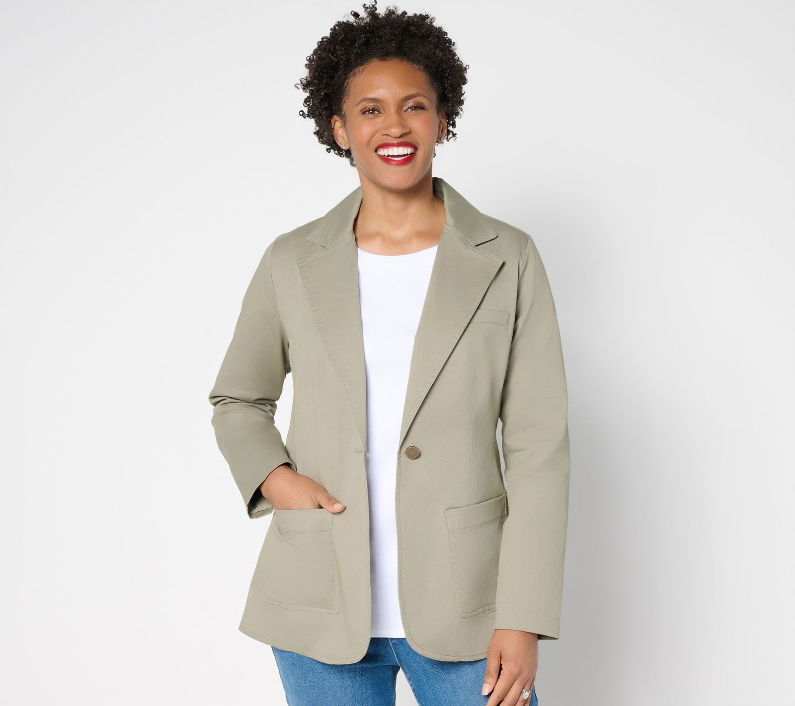 SUNNYLiFE Women's Jacket Sz M Signature Twill Blazer Medium Grey Heather A692485