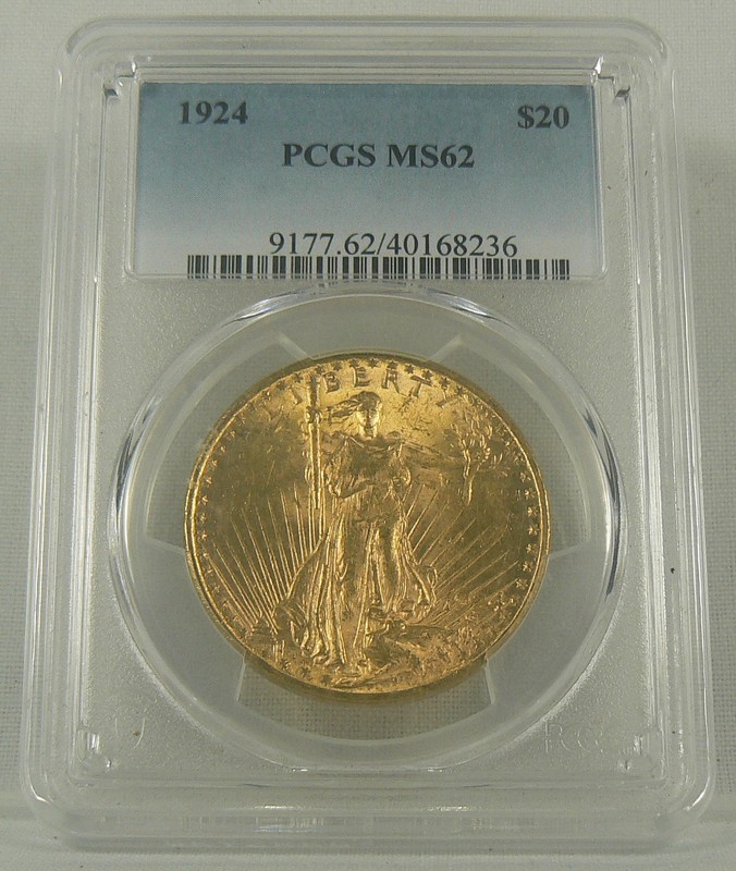 1924 $20 Gold Saint Gaudens Double Eagle PCGS MS62