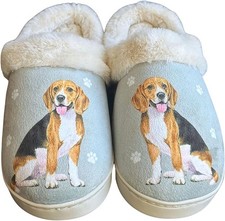E S Pets Beagle Snugg Slippers for Pet Lovers - Fuzzy Memory Foam, S/M