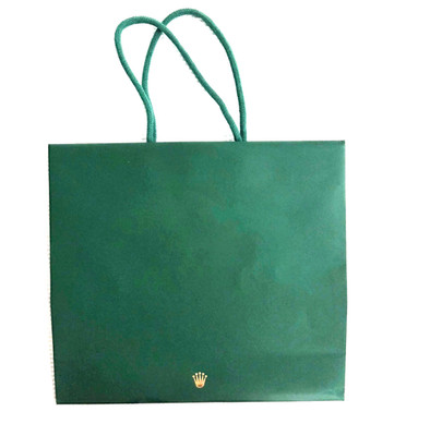 ROLEX Classic Dark Green Paper Tote Shopping Bag  12'' x 11'' Gold Crown Embossed