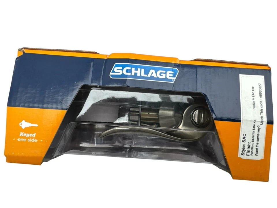 Schlage Single Cylinder Deadbolt w/Keyed Entry Door Handle FB50N V SAC 619 - Image 2 of 4