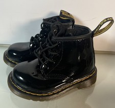 Doc Martens Toddler Black Patent Leather Boots Size US 5 1460