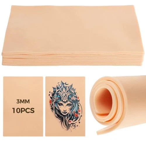 10 Pcs Double-Sided Tattoo Practice Skin Pads, 3mm Thick, 12"x8" for Artists - product listing photo
