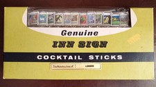 Vintage Pałeczki koktajlowe Oryginalne znaki karczmy: London Pubs Swing Przegubowe lata 70.?