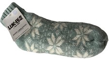 LUK EES by MUK LUKS Teal Comfort Slippers Short Cabin Socks Womens L/XL  NEW 