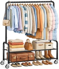 Heavy Duty Clothes Rack with Shelves, 46.5'' Metal Rolling Clothing Racks for...