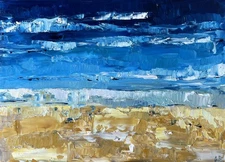 Beach Painting Ocean Original Impasto Oil Painting Beach Wall Art 10x14" signed