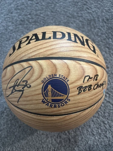Steph Curry Auto/Signed Spalding Warriors Wood Basketball w/Inscription Steiner 