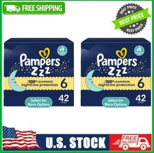 2 PACK Pampers Swaddlers Overnight Zzz Baby Diapers Size 6, 42 Count PACK