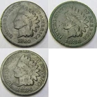 Indian Head Cent Lot - Three Coins -1880, 1886, 1886 - Environmental Damage