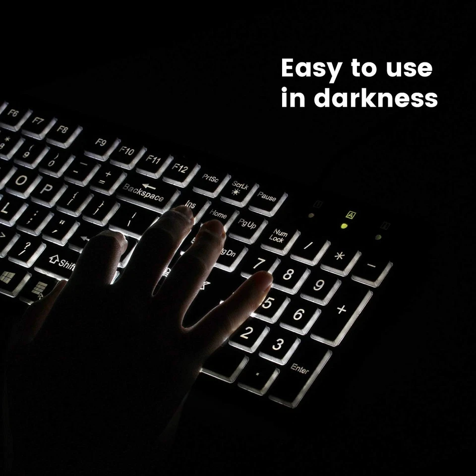 PERIBOARD-317 Wired Backlit USB Keyboard, Big Print Letter with White Illuminate - Image 3 of 4