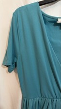 Zenana Women’s Dress Size M Teal Mini Dress With V-neck Wrap Design