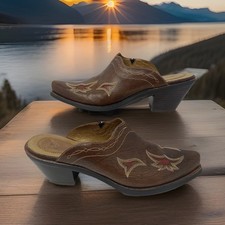 Ariat Manzanita Cowgirl Open Back Mules Brown leather Women 8B Slip-On Western
