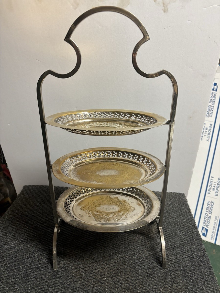 Vintage International Silver 3 Tier Cake/Candy Stand Silver Plated