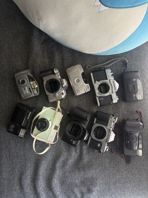 10 Vintage Film Camera Lot Canon Vivitar Konica Nikon Untested As-Is
