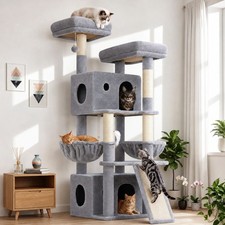 64" Cat Tree for 2-3 Medium to Large Cats, Multi-Level Cat Tree Tower