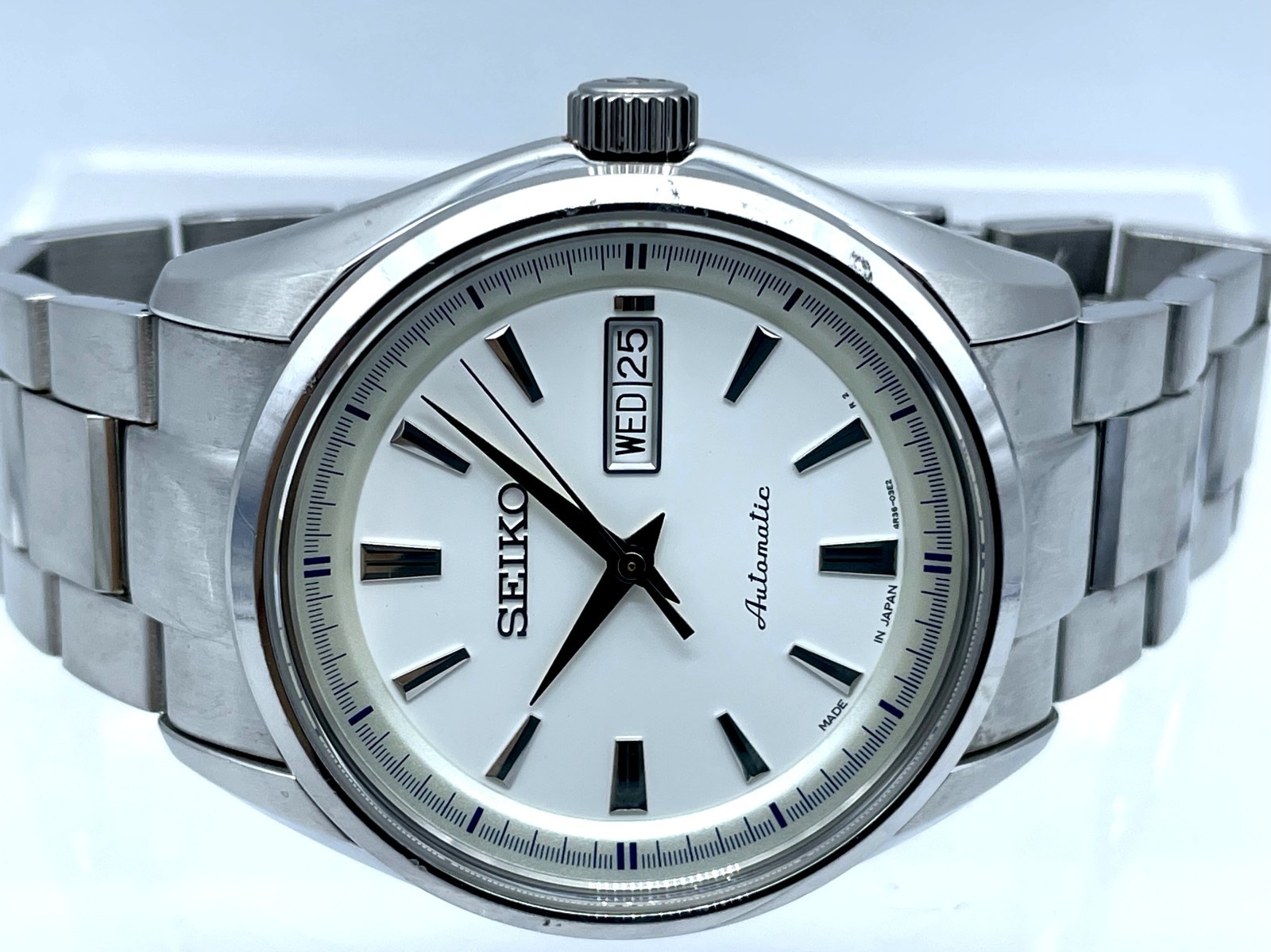 SEIKO PRESAGE Automatic Watch White Dial Sapphire 24Jewels DAY DATE 4R36-03H0