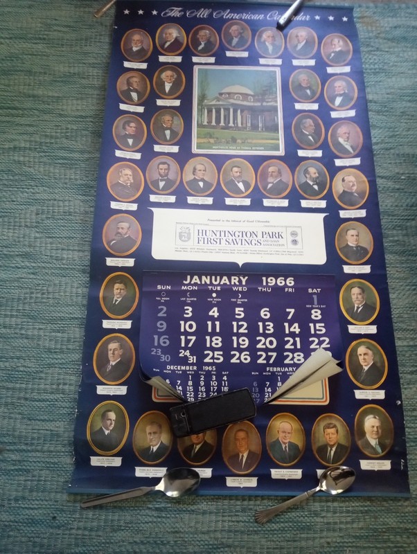 1966 Large Wall Calendar For Huntington Park Savings CA