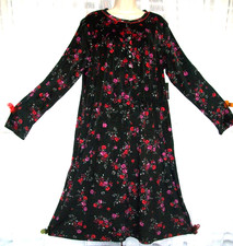 NWT ARIA SZ XL SOFT BLACK RED GARDEN FLORAL VELOUR ROOMY WARM GOWN NIGHTGOWN