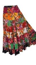 Vtg 90s Womens Multicolor Patchwork Maxi Skirt Sz L Cottagecore Festival Boho