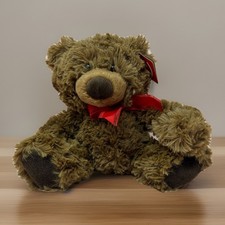 Aurora Plush Bear Brown 10" COCO w/ Red Bow Soft Cute Lovey Stuffed Animal NWT
