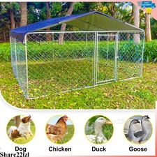9.8 x 9.8 Ft Outdoor Steel Chain Link Dog Kennel Fence Waterproof Roof Cover