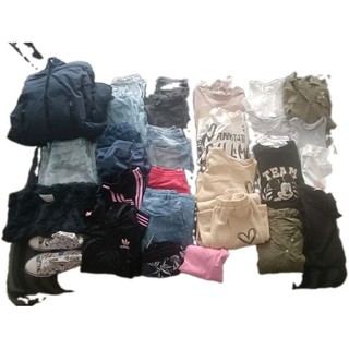 Mädchen Kleiderpaket 9 Teile Gr. 146/152 Jacken Kleider LA Shirts Leggings