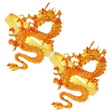 Elegant 2Pcs Metal Napkin Holders with Orange Dragon Pattern for Dining