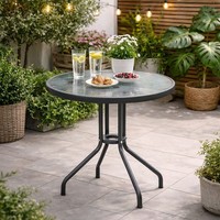 Bistrotisch Ø 60 H70Cm Glas/Metall Rund Balkontisch Glastisch Gartentisch