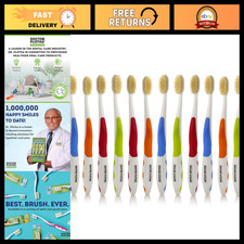 Soft Flossing Manual Toothbrushes for Adults - Pack of 12, Assorted Colors