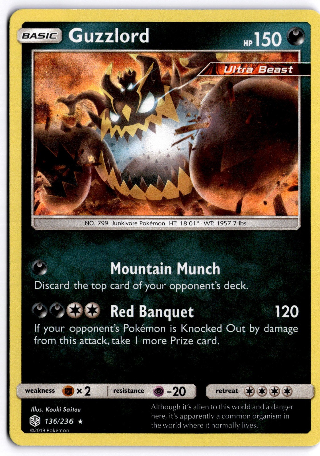 Guzzlord 136/236 SM - Cosmic Eclipse Holo Rare NM