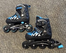 Tomshoo Black/Blue Adjustable Inline Skates for Boys Girls Small NEW
