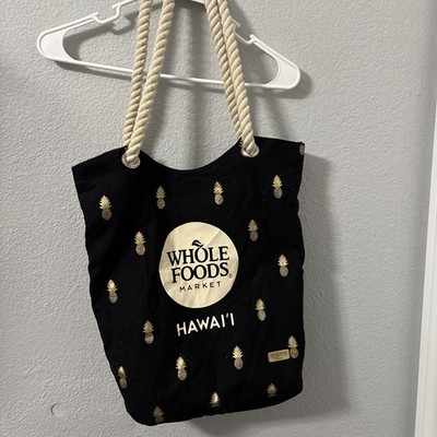 Whole Foods Market Hawaii Limited Aloha Rope Tote Bag Black Gold Pineapple