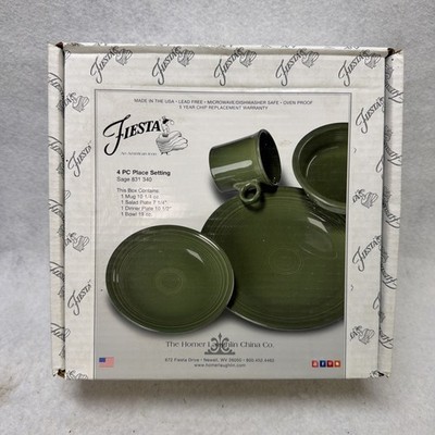 Homer Laughlin China Co. - Sage Fiestaware in Box 831 340 - 4-Pc Place Setting