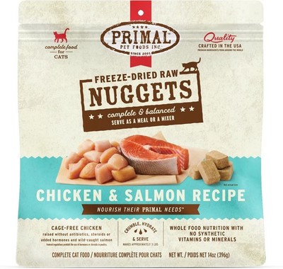 14oz Primal Freeze Dried Nuggets For Cats Chicken & Salmon Formula