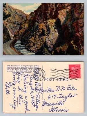 Estes Park, CO-Colorado, The Narrows Big Thompson Canyon Vintage c1955 Postcard