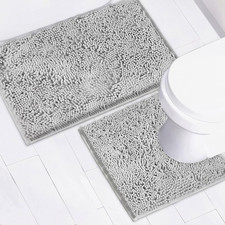 Bathroom Rugs Chenille Bath Mat 2 Piece Set, Super Absorbent, Strong PVC