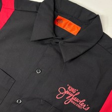 Dickies Jerry The King Lawler Beale Street Shirt Mens L Black Red Work Button Up