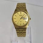 Vintage Seiko Mens 5Y23-8049 A1 Gold Tone Round Quartz Watch Excellent New Batt