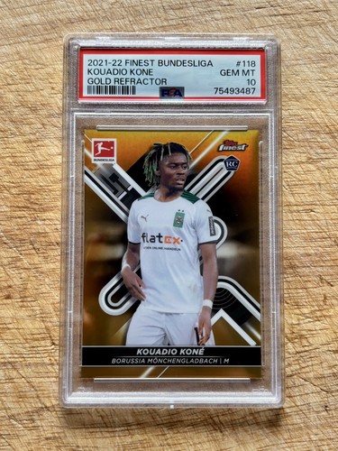 2021-22 Topps Finest Bundesliga Kouadio Kone Gold Refractor /50 RC PSA 10