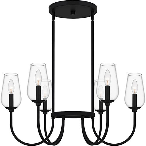 Quoizel Viscount 6Light Chandelier, Matte Black/Clear Glass - VSC5028MBK - Picture 1 of 1