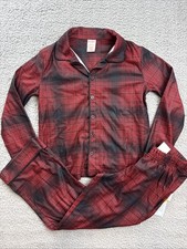 Cat  Jack Boys Small 6/7 Red Plaid Holiday Long Sleeve Button Front Pajama Set