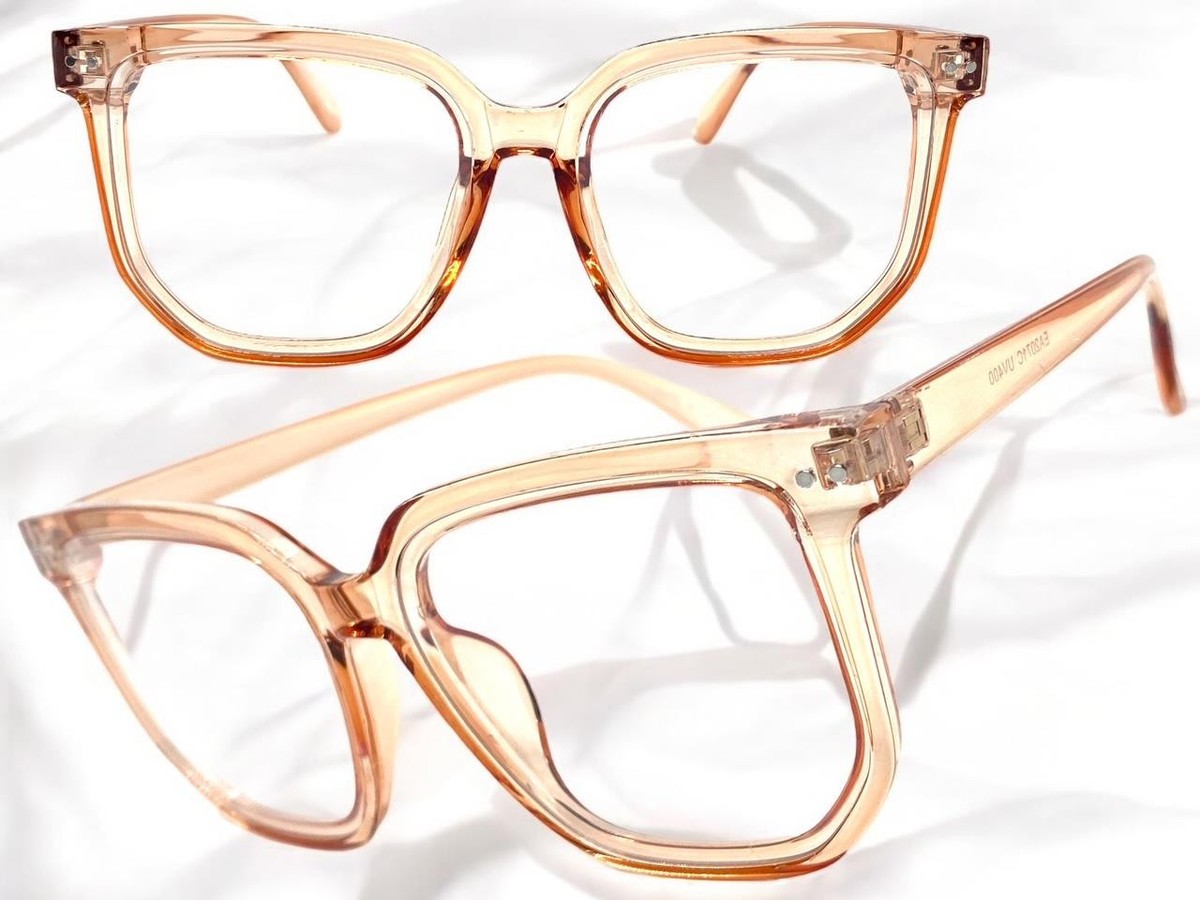 Oversized Vintage Retro Style Clear Lens EYE GLASSES Large Big Square Nude  Frame